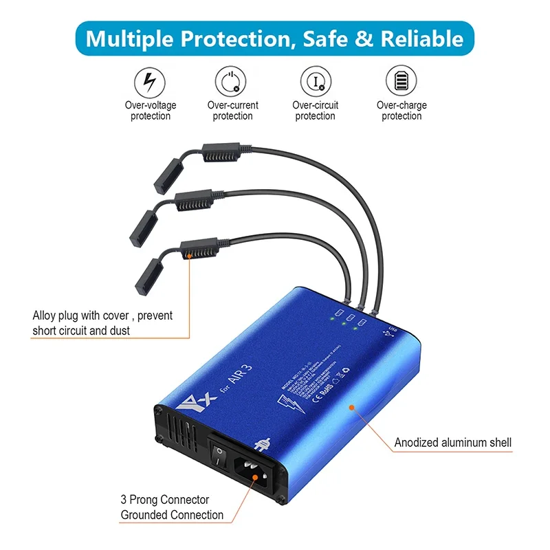 YX 3 in 1 USB Charger for Air 3 Can Charge 3 Batteries Simultaneously Battery Charger
YX 3 in 1 USB Charger for Air 3 Can Charge 3 Batteries Simultaneously Battery Charger