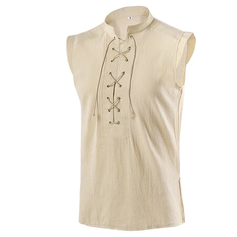Mens Cotton Linen Vest Shirt Casual Tanks Tops Lace Up Vikings Renaissance Pirate Costume Jerkin Vest Medieval Outfit
Mens Cotton Linen Vest Shirt Casual Tanks Tops Lace Up Vikings Renaissance Pirate Costume Jerkin Vest Medieval Outfit