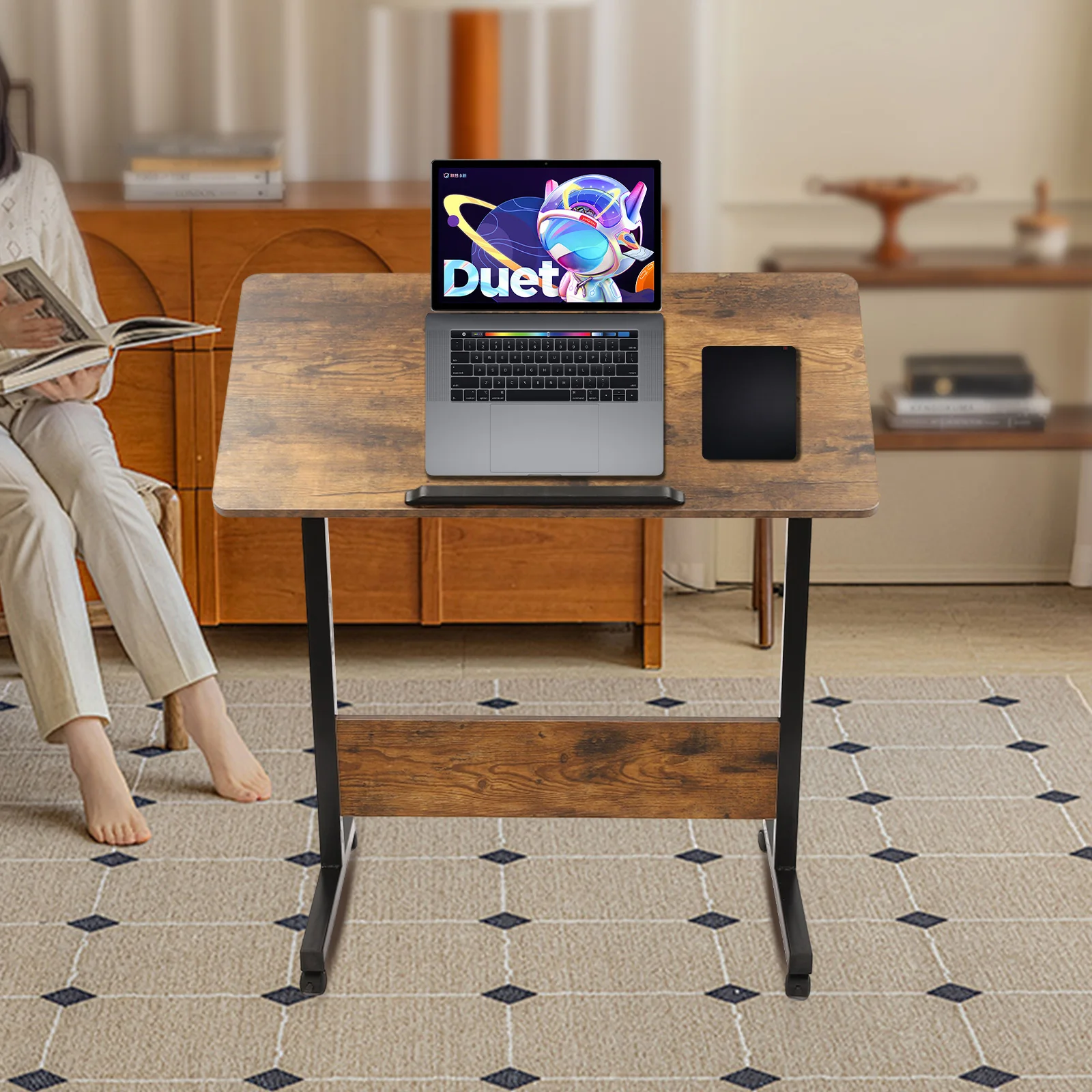 Adjustable Height Standing Desk, Portable Laptop Desk, Rolling Computer Stand with Adjustable Height For Computer, Laptop Brown
Adjustable Height Standing Desk, Portable Laptop Desk, Rolling Computer Stand with Adjustable Height For Computer, Laptop Brown