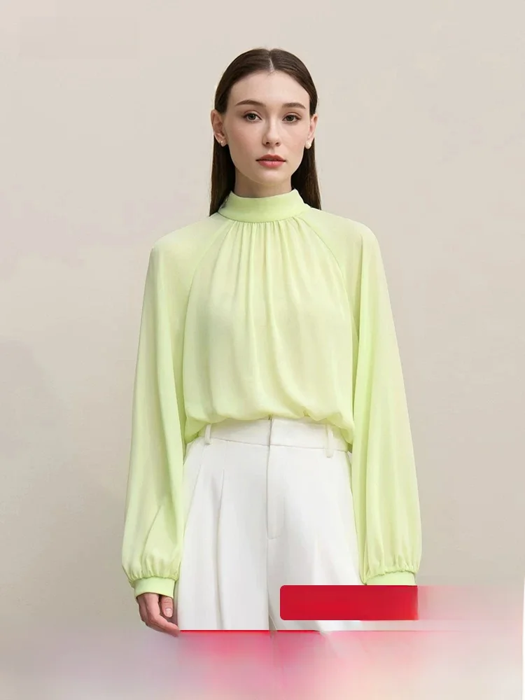 Elegant Casual Commute Style Loose Fit Women's Blouse Half High Collar Shoulder Insert Sleeve Chiffon Top Autumn New Arrival
Elegant Casual Commute Style Loose Fit Women's Blouse Half High Collar Shoulder Insert Sleeve Chiffon Top Autumn New Arrival