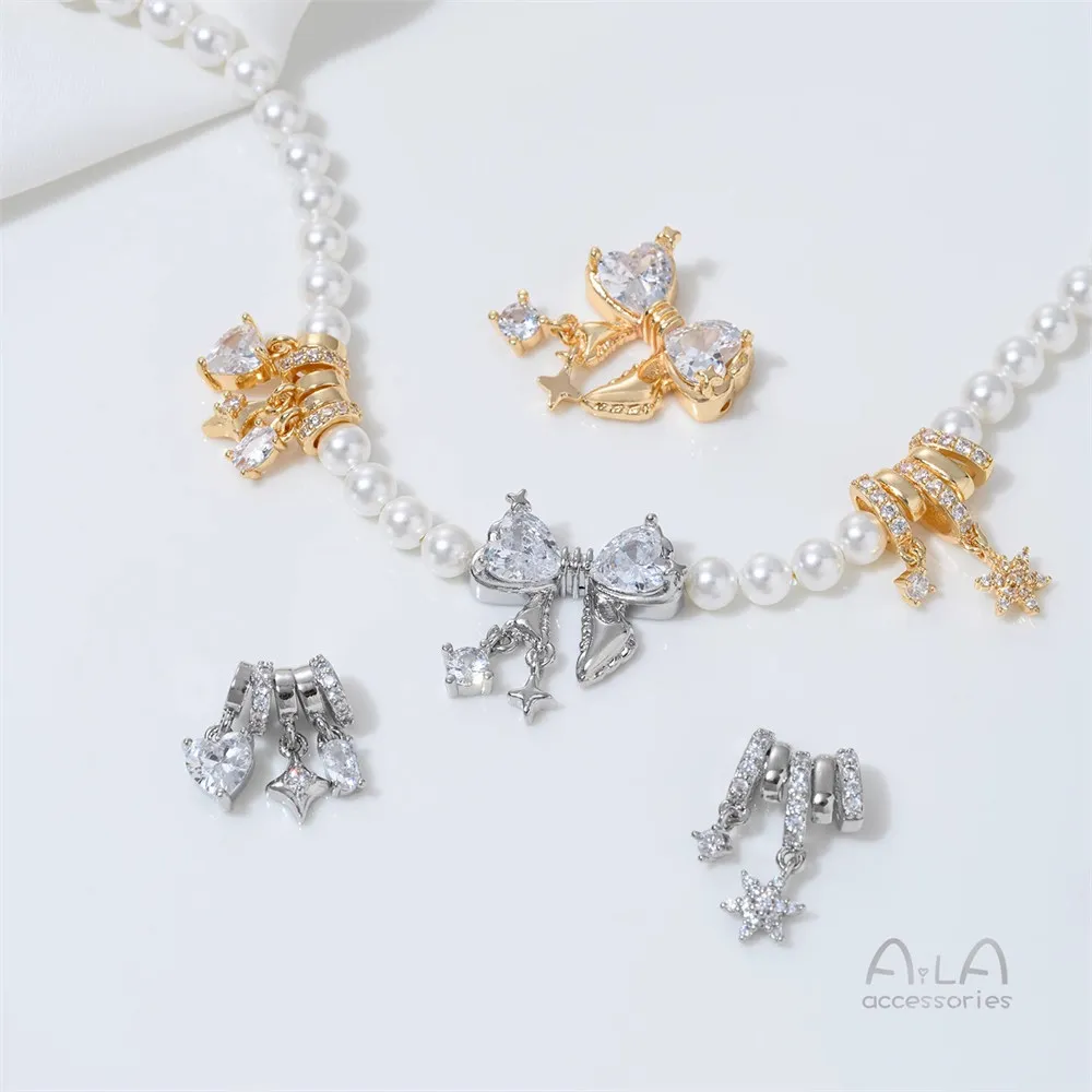 G907 14K Gold-plated and Zirconium-inlaid Bow Beaded Accessory, Snowflake Star Pendant, Diy Pearl and Crystal Jewelry Material
G907 14K Gold-plated and Zirconium-inlaid Bow Beaded Accessory, Snowflake Star Pendant, Diy Pearl and Crystal Jewelry Material
