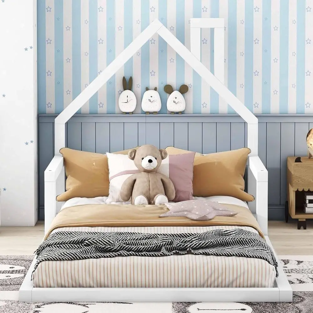 House-Shaped White Twin Size Wood Platform Bed with Wood Slats, No Box Spring Needed
House-Shaped White Twin Size Wood Platform Bed with Wood Slats, No Box Spring Needed
