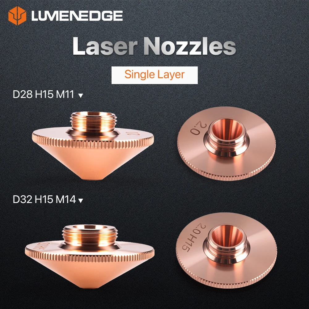 LUMENEDGE Laser Nozzles D28 D32 mm Single Layer Cutting Nozzle Caliber 0.8-6.0mm for Raytools Laser Head BT230/240S/BM109/111
LUMENEDGE Laser Nozzles D28 D32 mm Single Layer Cutting Nozzle Caliber 0.8-6.0mm for Raytools Laser Head BT230/240S/BM109/111