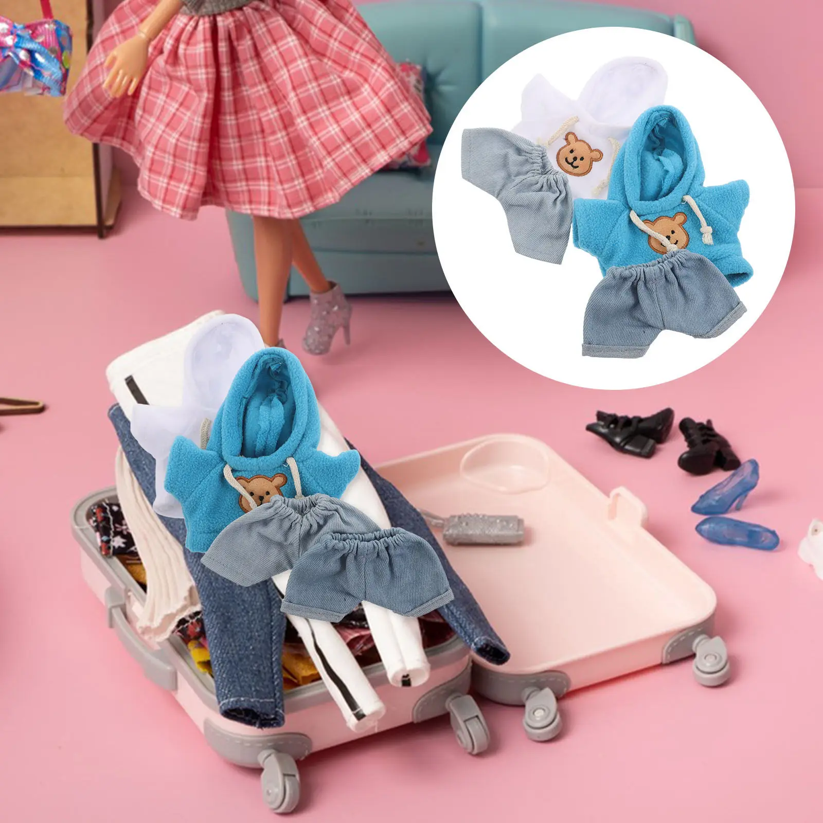 4Pcs Small Bear Clothes Kit 20Cm 8Inch Cotton Hoodie Jeans for Animal Outfits Cute Fashionable Dress Up Accessories
4Pcs Small Bear Clothes Kit 20Cm 8Inch Cotton Hoodie Jeans for Animal Outfits Cute Fashionable Dress Up Accessories