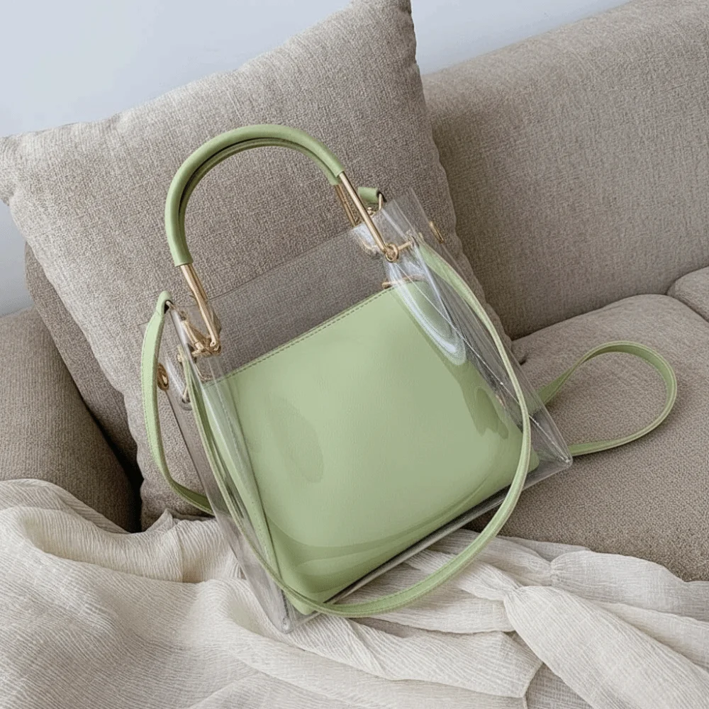 Candy Color Composite Clear Bag 2pcs Set Detachable Jelly Handbag See-Through Scratch-Proof PVC Mini Tote Pool Party
Candy Color Composite Clear Bag 2pcs Set Detachable Jelly Handbag See-Through Scratch-Proof PVC Mini Tote Pool Party