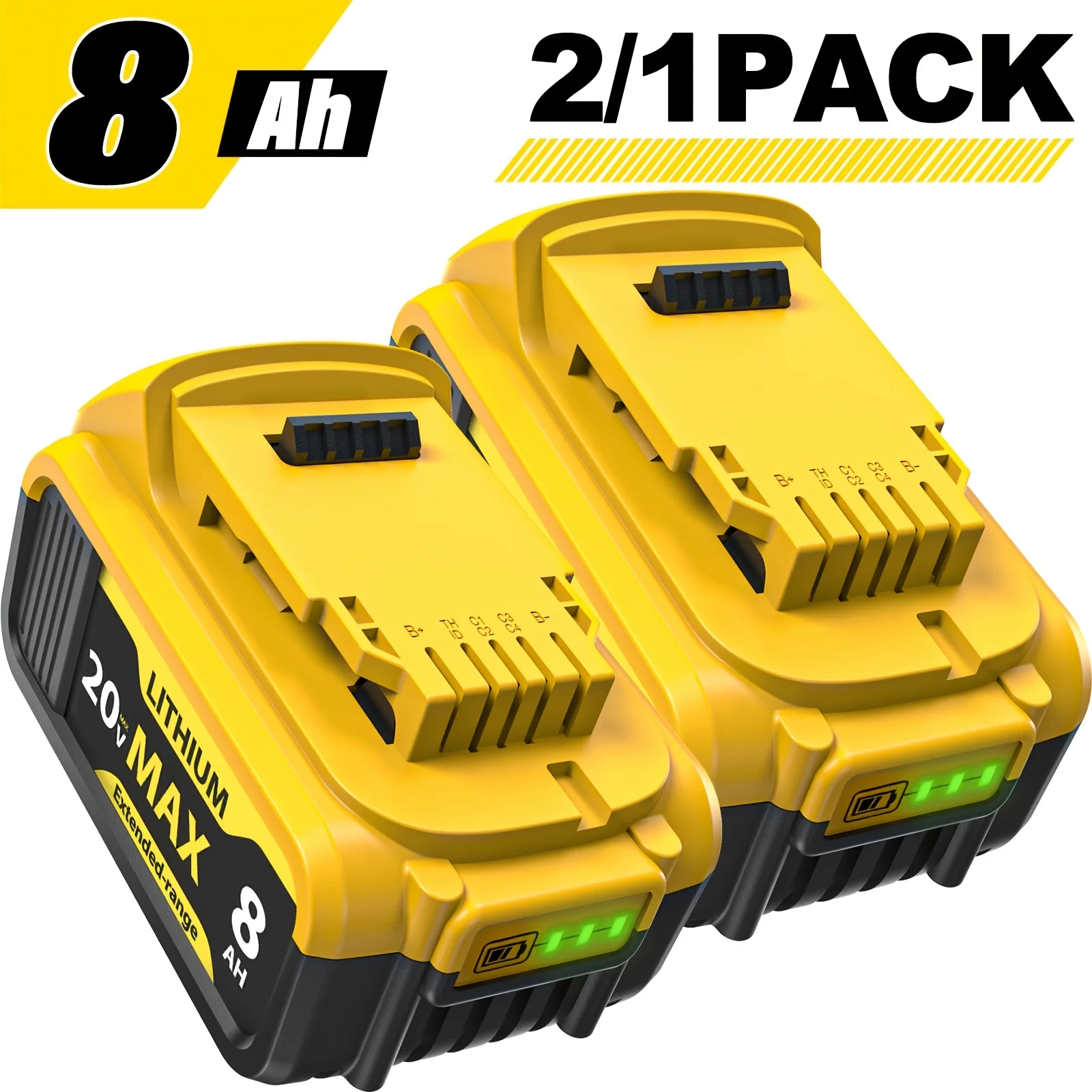 2-1Pack/20V 8Ah Lithium-Ion Battery Replacement for - Compact XR Design, High-Capacity Power, Compatible with DCB205 DCB200 DCB203 DCB206 DCB208 20-Volt Cordless Power Tools Reliable And Durable Construction Powertools
2-1Pack/20V 8Ah Lithium-Ion Battery Replacement for - Compact XR Design, High-Capacity Power, Compatible with DCB205 DCB200 DCB203 DCB206 DCB208 20-Volt Cordless Power Tools Reliable And Durable Construction Powertools