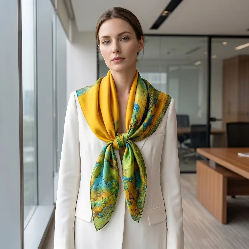 100%Mulberry Silk Scarf 35" Square Headscarf Women’s Hair Wraps Travel Shawl (88*88cm) With Gift Packed Golden Scenery Print
100%Mulberry Silk Scarf 35" Square Headscarf Women’s Hair Wraps Travel Shawl (88*88cm) With Gift Packed Golden Scenery Print