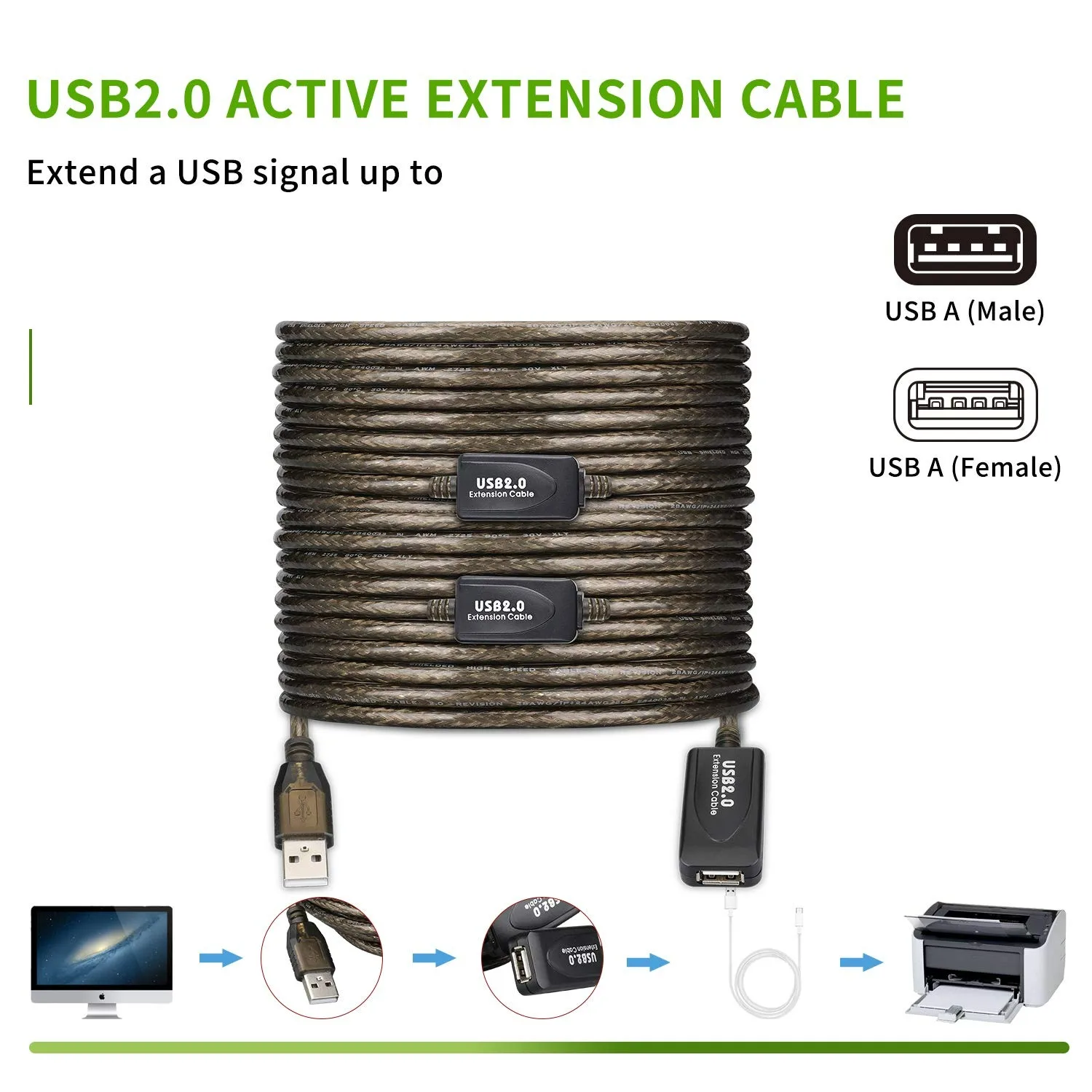 5M/10M/15M/20M USB 2.0 Extension Cable High Speed Active Repeater Male To Female Data Cord for PC Laptop Mouse Printer Scanner
5M/10M/15M/20M USB 2.0 Extension Cable High Speed Active Repeater Male To Female Data Cord for PC Laptop Mouse Printer Scanner