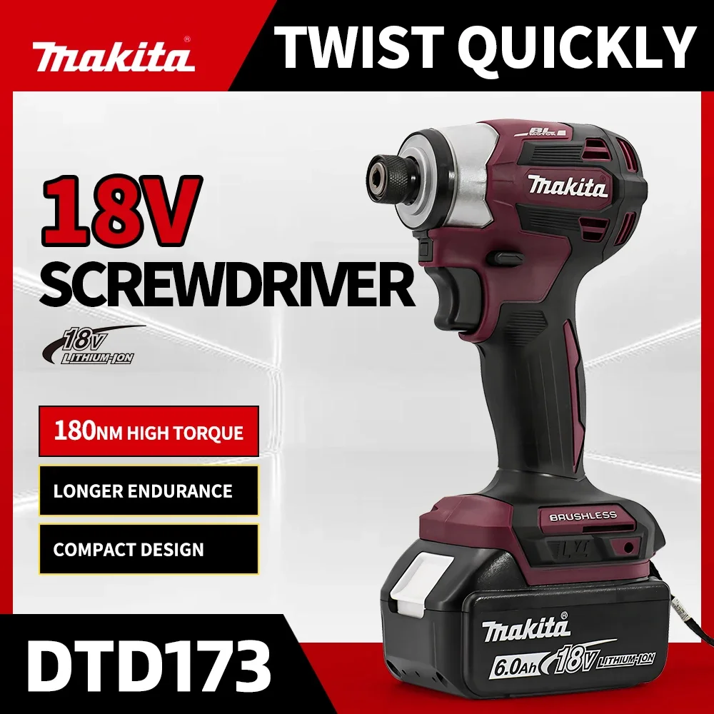 Makita DTD173 Cordless Electric Drill Screwdriver 18V Brushless Multi-function Household Impact Driver with LED Light 180 N.m
Makita DTD173 Cordless Electric Drill Screwdriver 18V Brushless Multi-function Household Impact Driver with LED Light 180 N.m