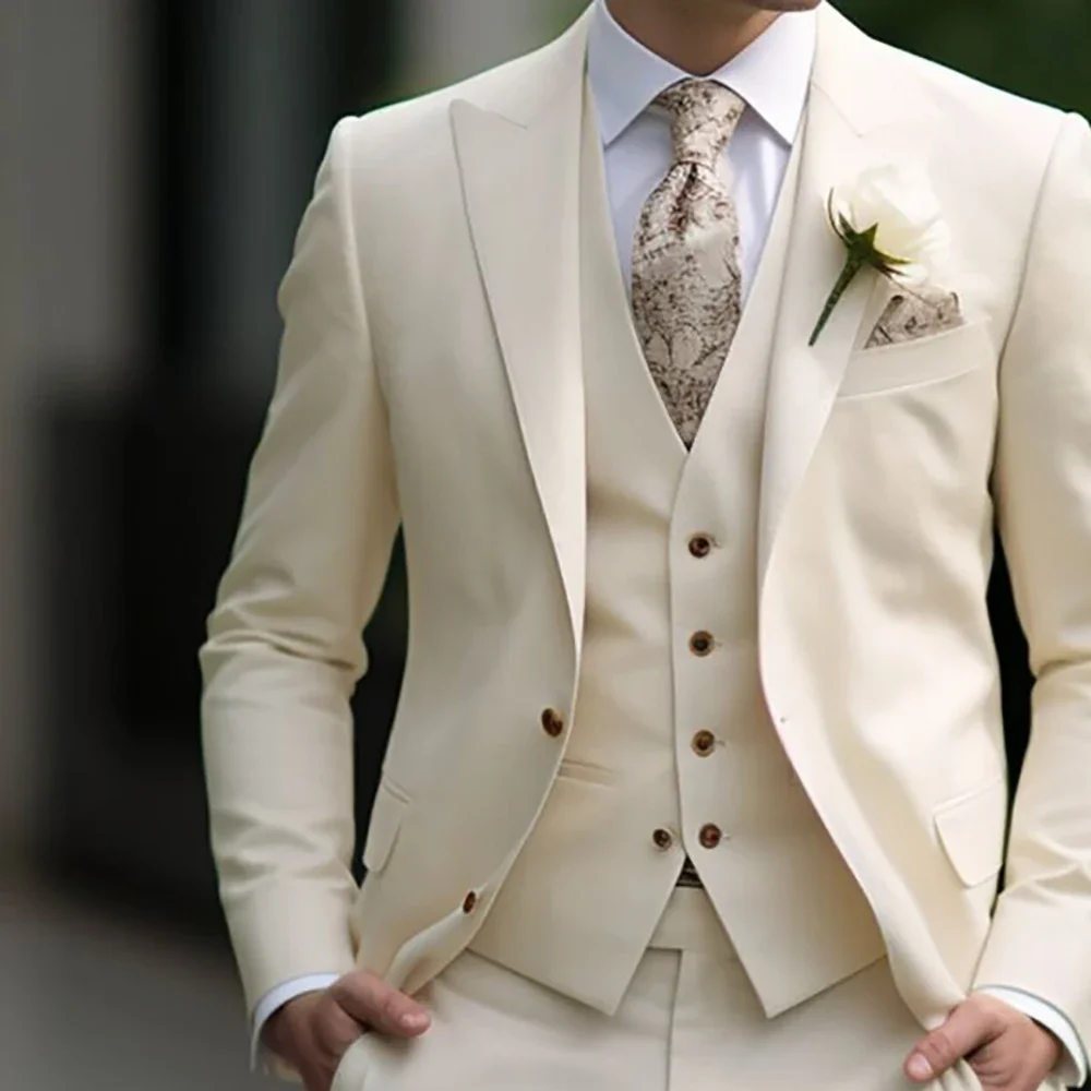 Elegant White Men Suits Double Breasted Business Blazer Fashion Slim Fit 3 Pieces Jacket Pants Costume Homme
Elegant White Men Suits Double Breasted Business Blazer Fashion Slim Fit 3 Pieces Jacket Pants Costume Homme