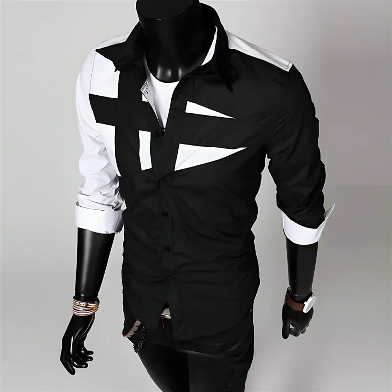 Fashionable men's luxury high-quality casual office formal T-shirt shirt splicing black and white colors with popular style tops
Fashionable men's luxury high-quality casual office formal T-shirt shirt splicing black and white colors with popular style tops
