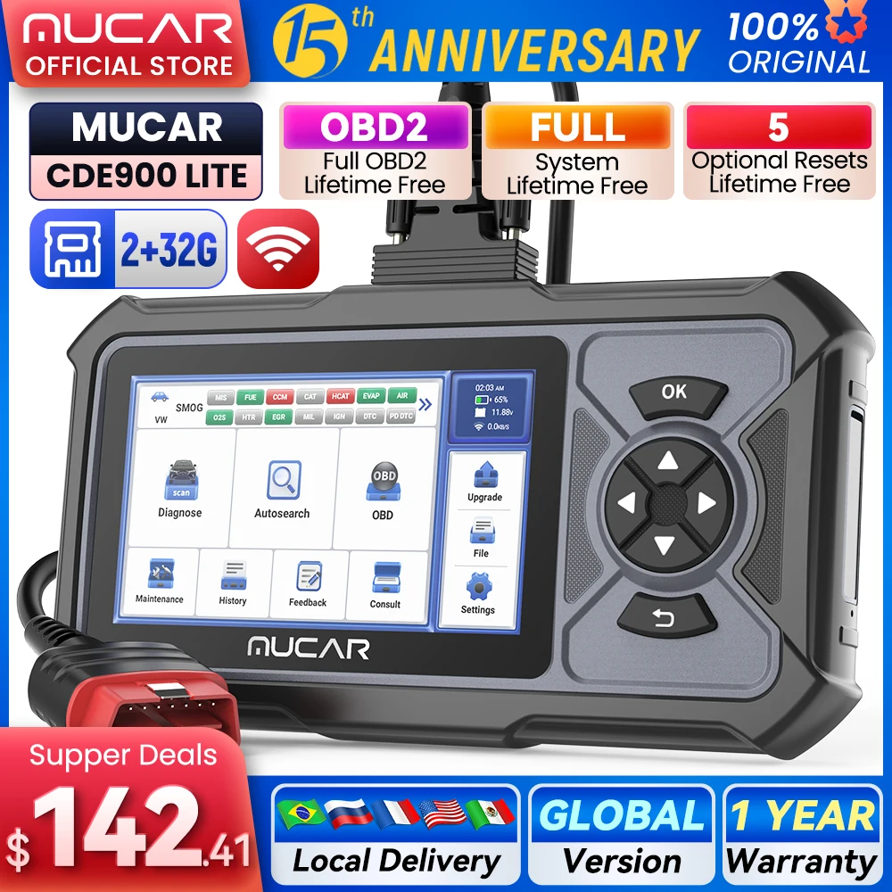 MUCAR CDE900 LITE Car Diagnostic Tool Full System OBD2 Scanner SAS ABS Oil A/F Resets OBDII Car Code Reader Diagnostic Scan Tool
MUCAR CDE900 LITE Car Diagnostic Tool Full System OBD2 Scanner SAS ABS Oil A/F Resets OBDII Car Code Reader Diagnostic Scan Tool