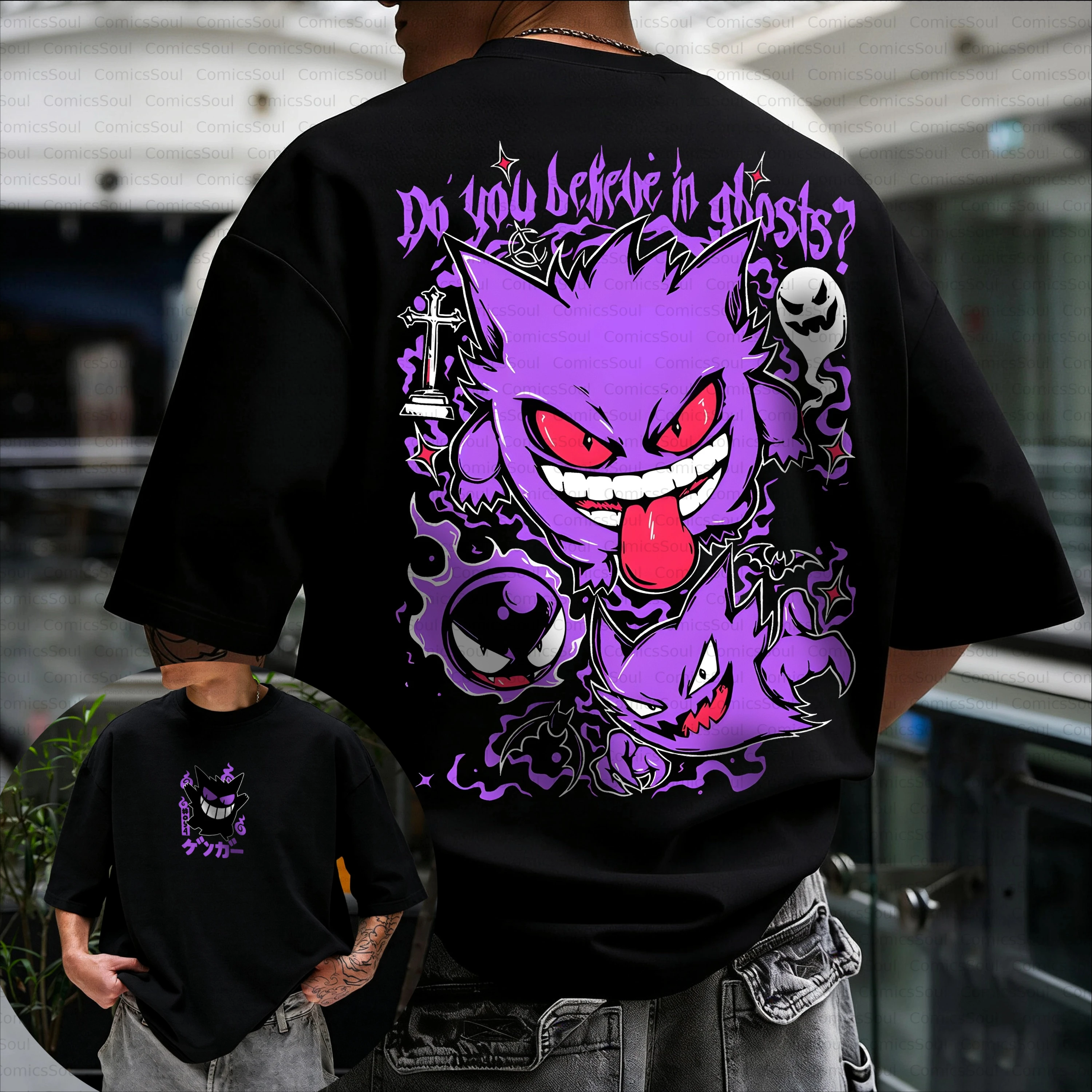 2026 Лето Новая хлопковая футболка с изображением покемонов Gengar Ghost Type Evolutions с принтом на спине, фиолетовый дизайн, свободная посадка для мужчин и женщин, повседневная аниме
2026 Лето Новая хлопковая футболка с изображением покемонов Gengar Ghost Type Evolutions с принтом на спине, фиолетовый дизайн, свободная посадка для мужчин и женщин, повседневная аниме