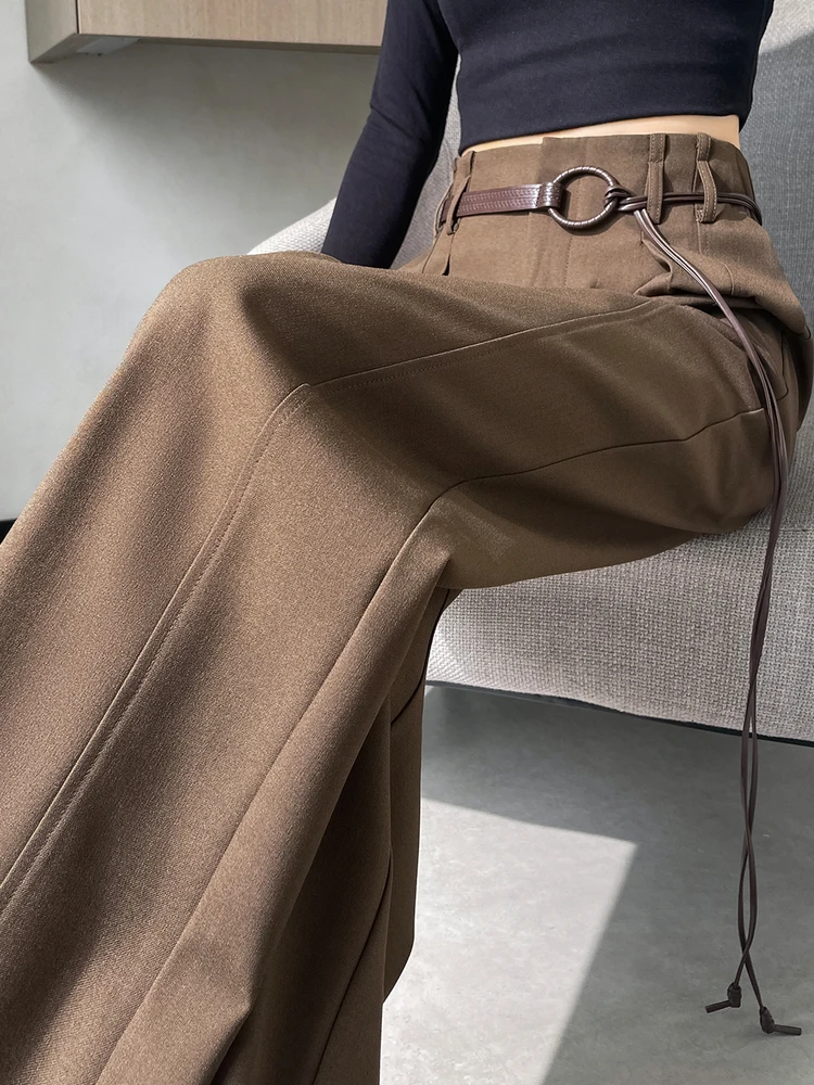 Женские брюки Ce Brown: прямые, широкие, с высокой талией, плиссированные, струящиеся, в корейском стиле, для офиса и повседневной носки
Женские брюки Ce Brown: прямые, широкие, с высокой талией, плиссированные, струящиеся, в корейском стиле, для офиса и повседневной носки