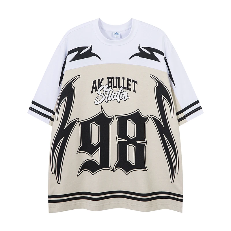 Men's summer new short-sleeved cotton splicing T-shirt American football jersey style high-quality tide printing
Men's summer new short-sleeved cotton splicing T-shirt American football jersey style high-quality tide printing
