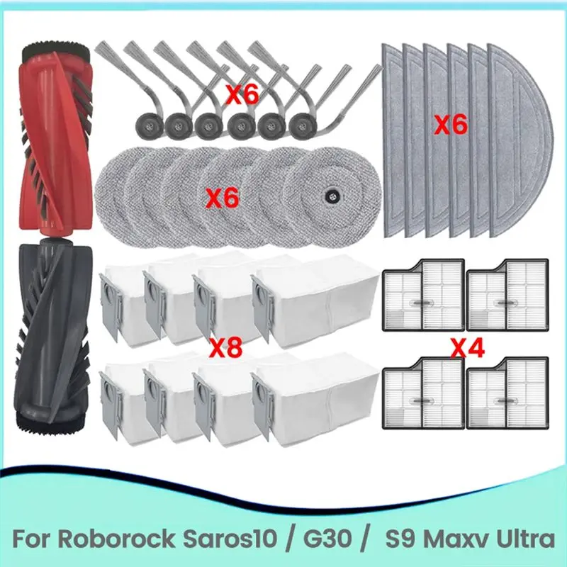LITE-32PCS For Roborock Saros10 /G30 /S9 Maxv Ultra Vacuum Attachment Main Side Brush Filter Mop Pad Dust Bag Accessories Kit
LITE-32PCS For Roborock Saros10 /G30 /S9 Maxv Ultra Vacuum Attachment Main Side Brush Filter Mop Pad Dust Bag Accessories Kit
