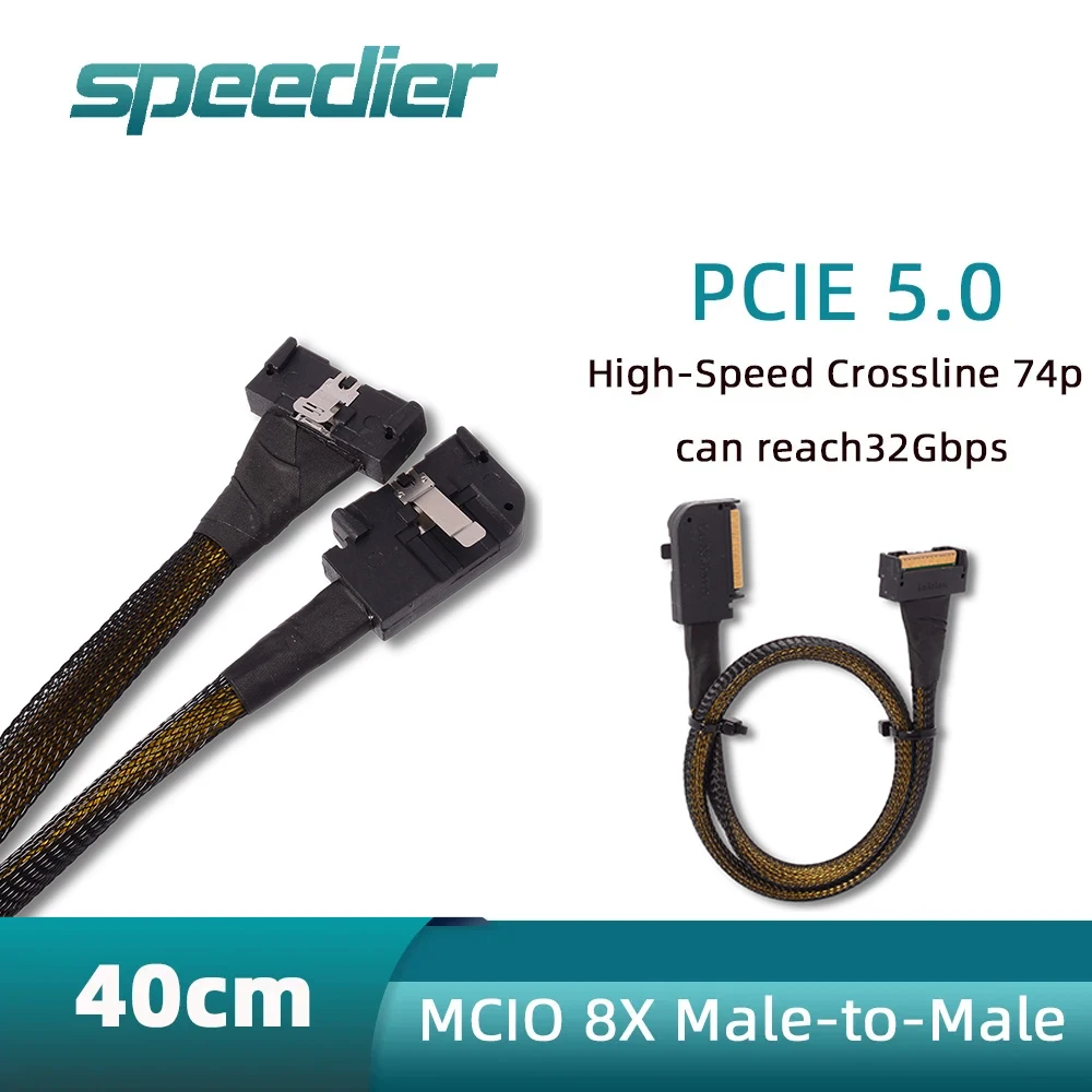 90 Degree MCIO 8i To MCIO 8i 74Pin Male To Male Cross Cable PCIe 5.0 32Gbps High Speed Server Connection Cable for Server
90 Degree MCIO 8i To MCIO 8i 74Pin Male To Male Cross Cable PCIe 5.0 32Gbps High Speed Server Connection Cable for Server