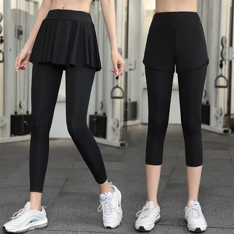 Women Fake Two-piece Fitness Suit Set Running Exercise Yoga Slimming Zipper Pocket Quick Drying Exercise Skirt Pants M113
Women Fake Two-piece Fitness Suit Set Running Exercise Yoga Slimming Zipper Pocket Quick Drying Exercise Skirt Pants M113