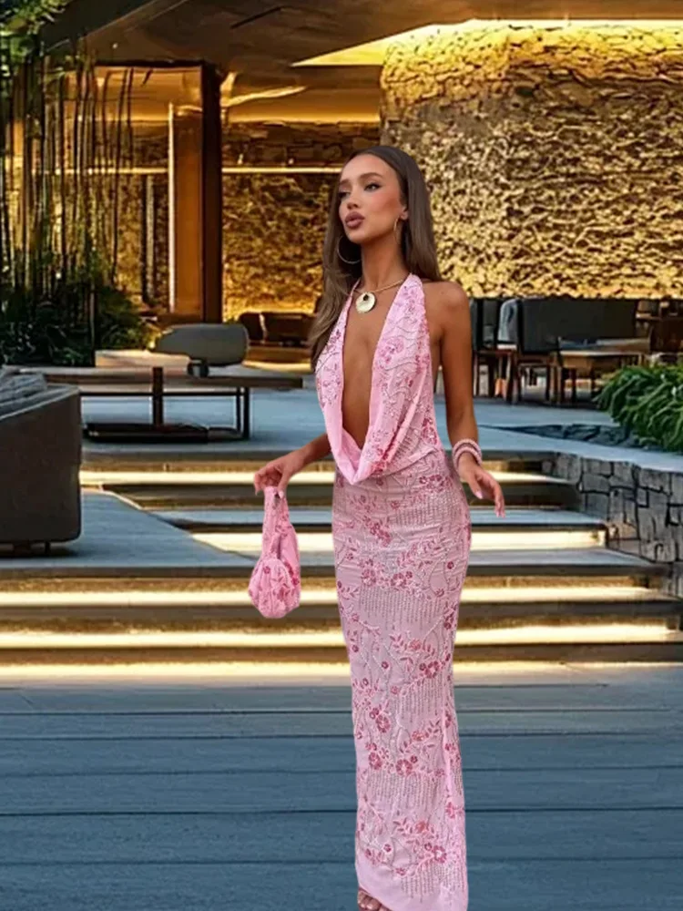 Whisper Lumi 2026 Women Halter Sequin Long Dress Beaded V Neck Backless Dress Elegant Sleeveless Party Evening Gown
Whisper Lumi 2026 Women Halter Sequin Long Dress Beaded V Neck Backless Dress Elegant Sleeveless Party Evening Gown