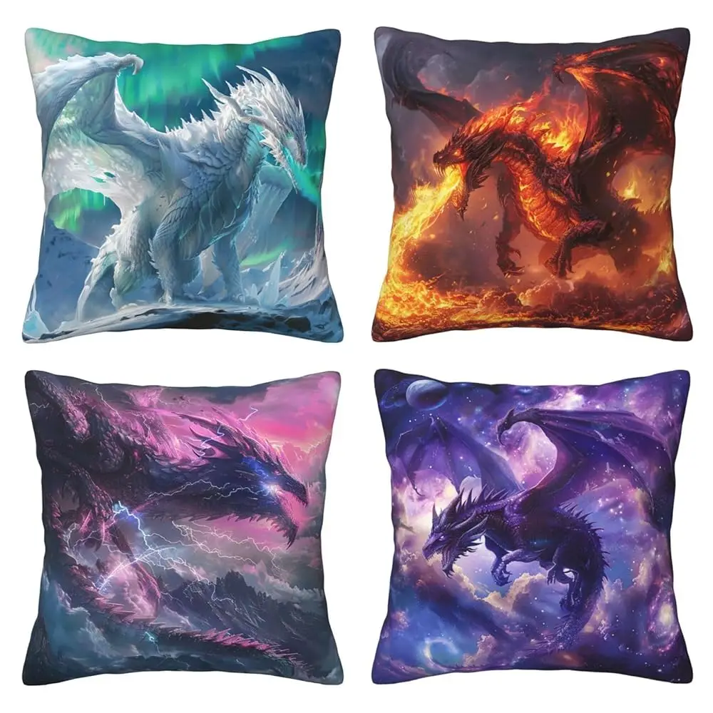 Dragon Throw Pillow Covers Set Of 4 - Cool Animal Decor Pillowcases For Couch, Sofa, Home Office & Outdoors - 20X20 H
Dragon Throw Pillow Covers Set Of 4 - Cool Animal Decor Pillowcases For Couch, Sofa, Home Office & Outdoors - 20X20 H
