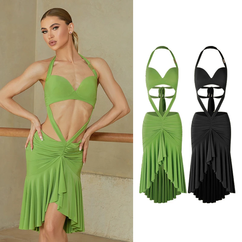Sexy ZYM Latin Dance Dress Women Rumba Tango Dance Clothes Adult Club Latin Practice Wear Green Black Halter Neck Dress DNV23937
Sexy ZYM Latin Dance Dress Women Rumba Tango Dance Clothes Adult Club Latin Practice Wear Green Black Halter Neck Dress DNV23937