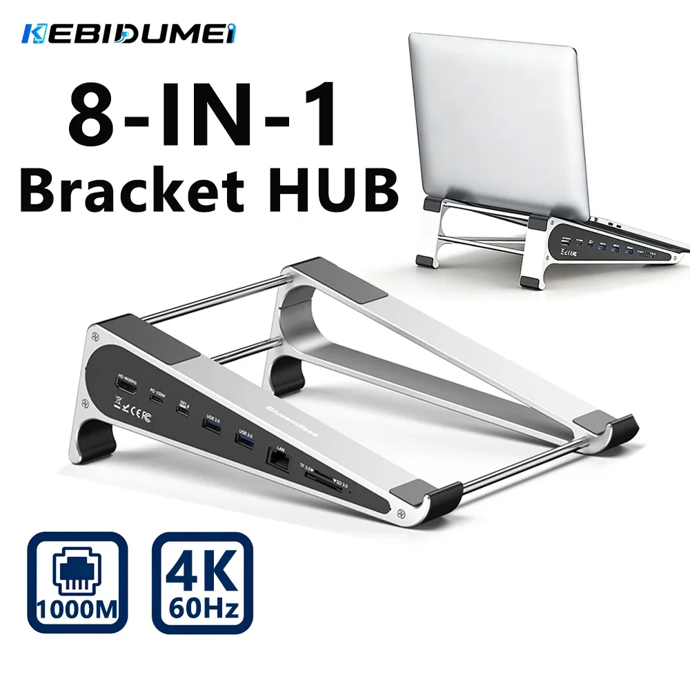 BEBIDUMEI 8-in-1 Laptop Docking Station Bracket USB3.0 4K60Hz Gigabit Ethernet PD 100W SD TF Car Stand Computer Accessories
BEBIDUMEI 8-in-1 Laptop Docking Station Bracket USB3.0 4K60Hz Gigabit Ethernet PD 100W SD TF Car Stand Computer Accessories
