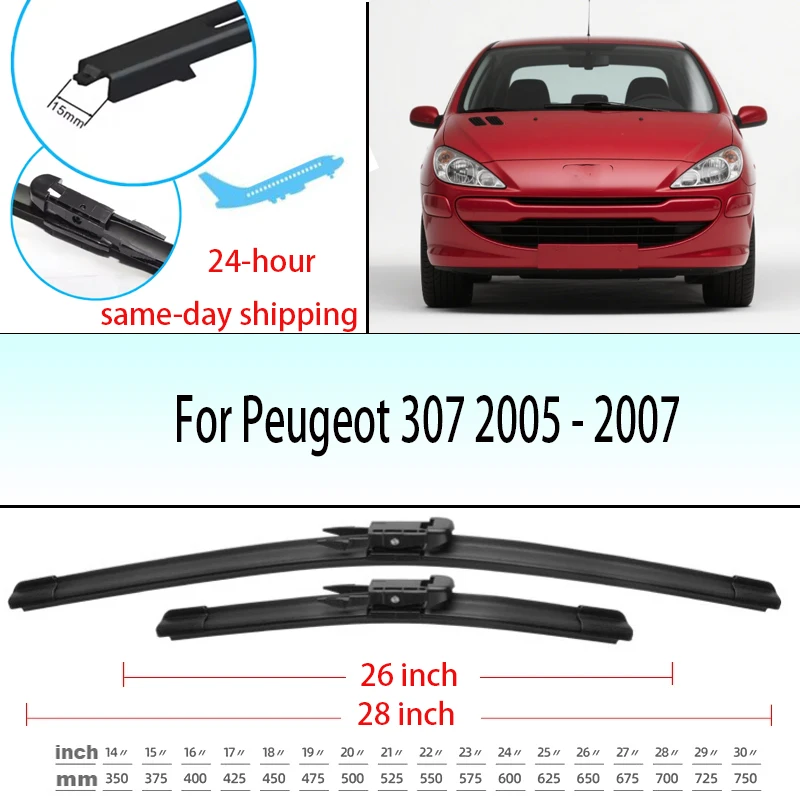 Комплект щеток переднего стеклоочистителя для Peugeot 307 2005 2006 2007, лобовое стекло, щетки от дождя, 28 "+ 26"
Комплект щеток переднего стеклоочистителя для Peugeot 307 2005 2006 2007, лобовое стекло, щетки от дождя, 28 "+ 26"