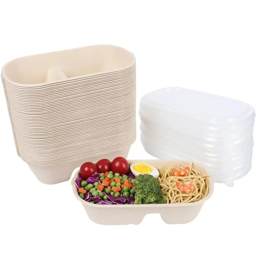 Disposable bowl with lid, 2-compartment sugarcane fiber food container, food storage, 50 packs
Disposable bowl with lid, 2-compartment sugarcane fiber food container, food storage, 50 packs