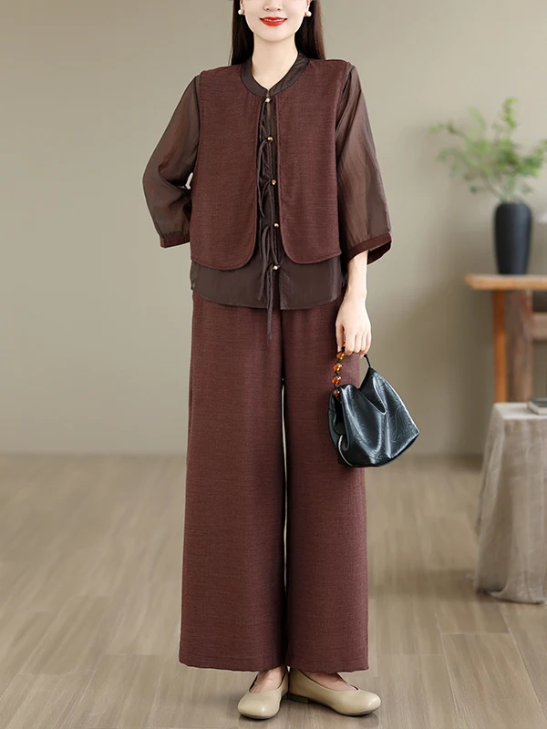 Elegant Summer Thin Seven-Sleeve Shirt Top plus Elastic Wide Leg Pants Set Women's Fashion Two-Piece Suit Casual Loose Fit
Elegant Summer Thin Seven-Sleeve Shirt Top plus Elastic Wide Leg Pants Set Women's Fashion Two-Piece Suit Casual Loose Fit