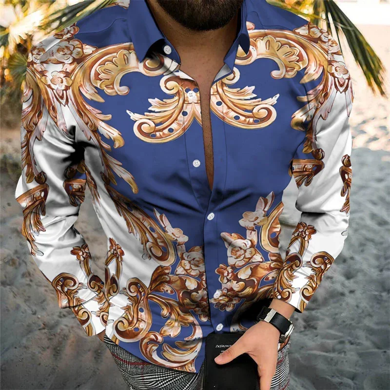 Fashionable men's 3D printed spring and autumn retro fashion men's shirt long sleeved shirt casual
Fashionable men's 3D printed spring and autumn retro fashion men's shirt long sleeved shirt casual