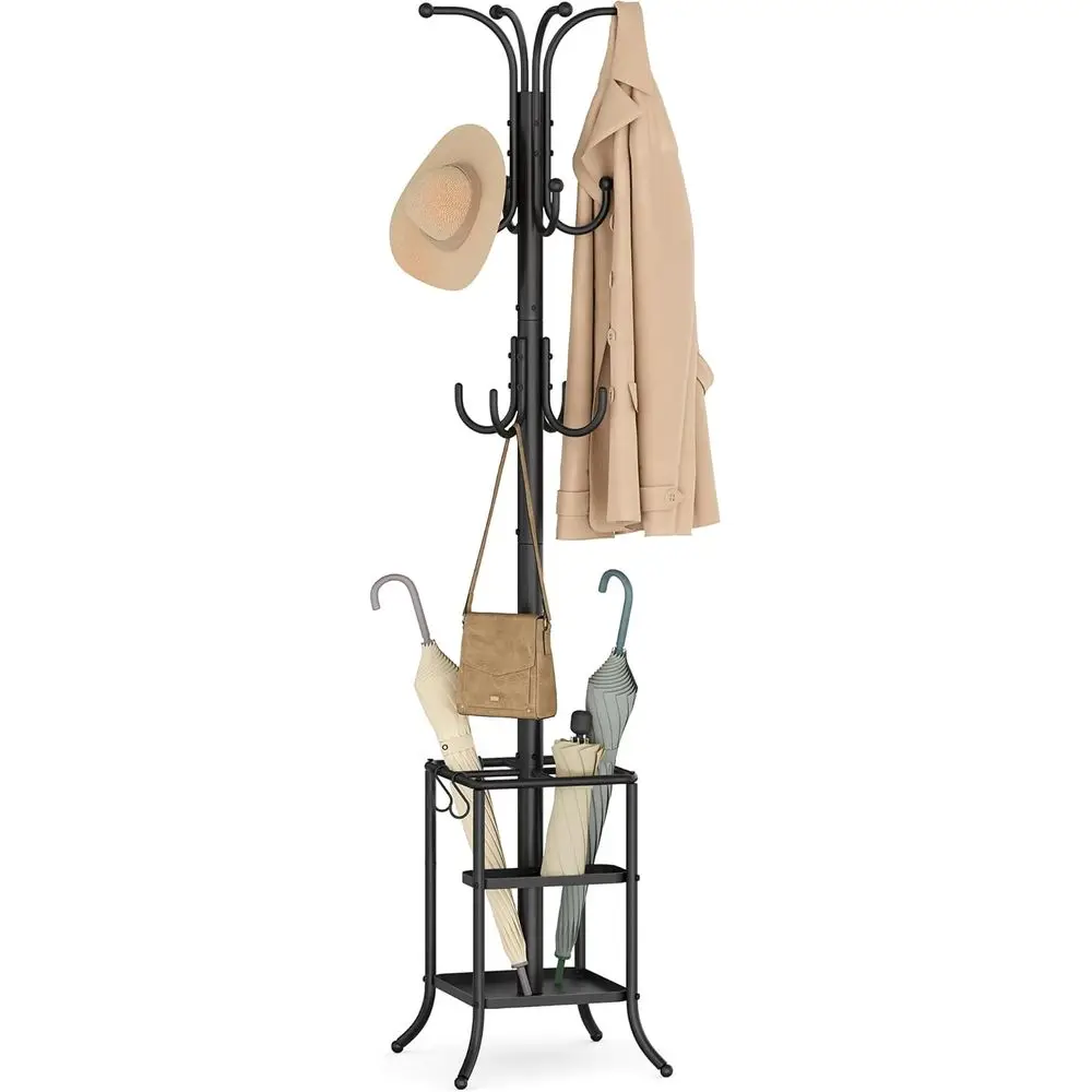 Coat Rack reestanding with Umbrella Holder, Metal Coat Rack Stand with 12 Hooks, or Entryway, Hallway, Living Room, Bedroom, Ink
Coat Rack reestanding with Umbrella Holder, Metal Coat Rack Stand with 12 Hooks, or Entryway, Hallway, Living Room, Bedroom, Ink