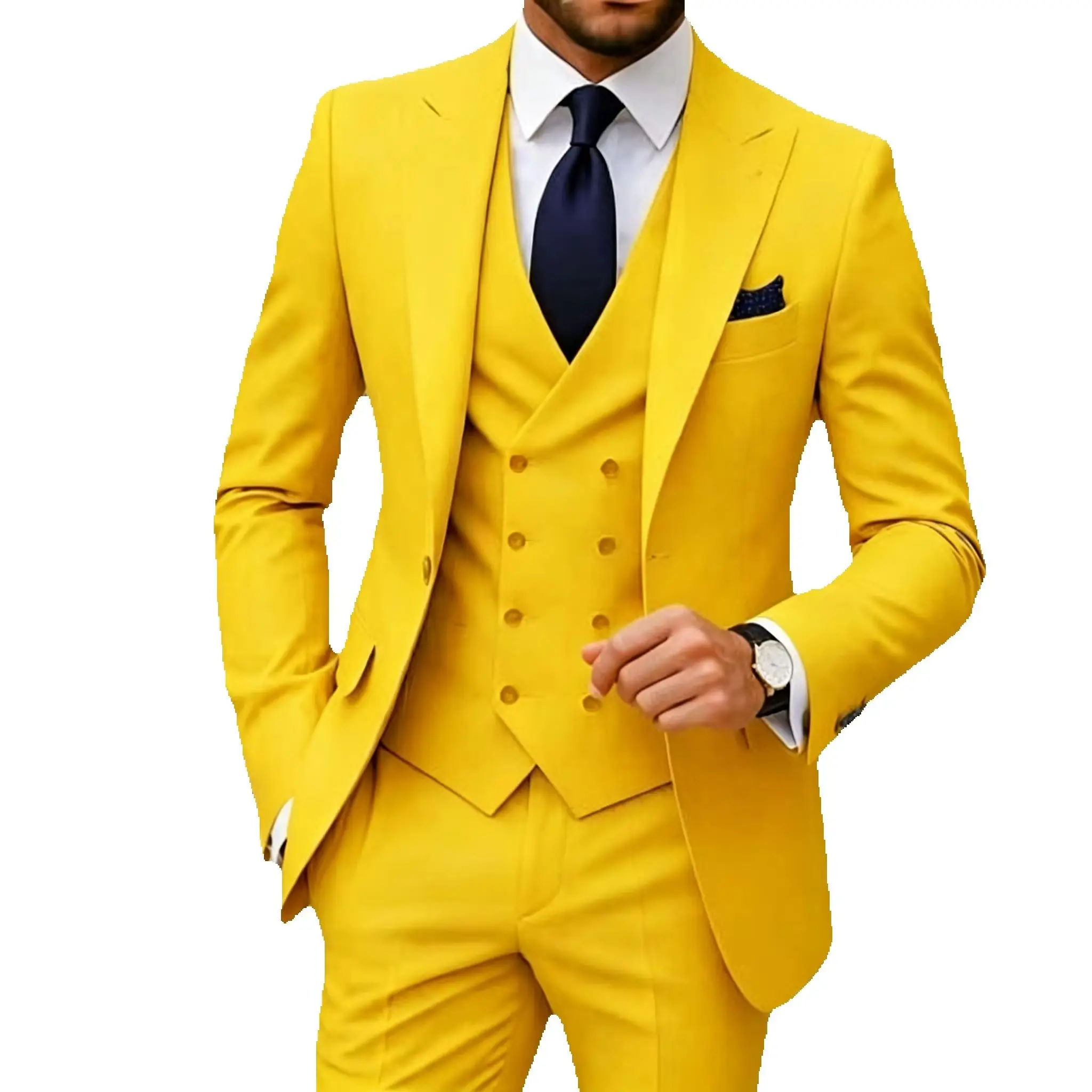 Slim Fit Peaked Lapel Mens Suits Yellow Business Wedding Groom Tuxedo Fashion Groom Outfit with Vest And Pants for Prom Party
Slim Fit Peaked Lapel Mens Suits Yellow Business Wedding Groom Tuxedo Fashion Groom Outfit with Vest And Pants for Prom Party