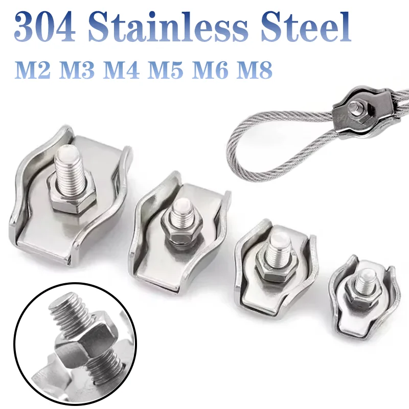 304 Stainless Steel Wire Rope Clamp Single Grip Cable Clamp M2-M8 Cable Wire Hardware Fasteners Various Quantities Available 
304 Stainless Steel Wire Rope Clamp Single Grip Cable Clamp M2-M8 Cable Wire Hardware Fasteners Various Quantities Available