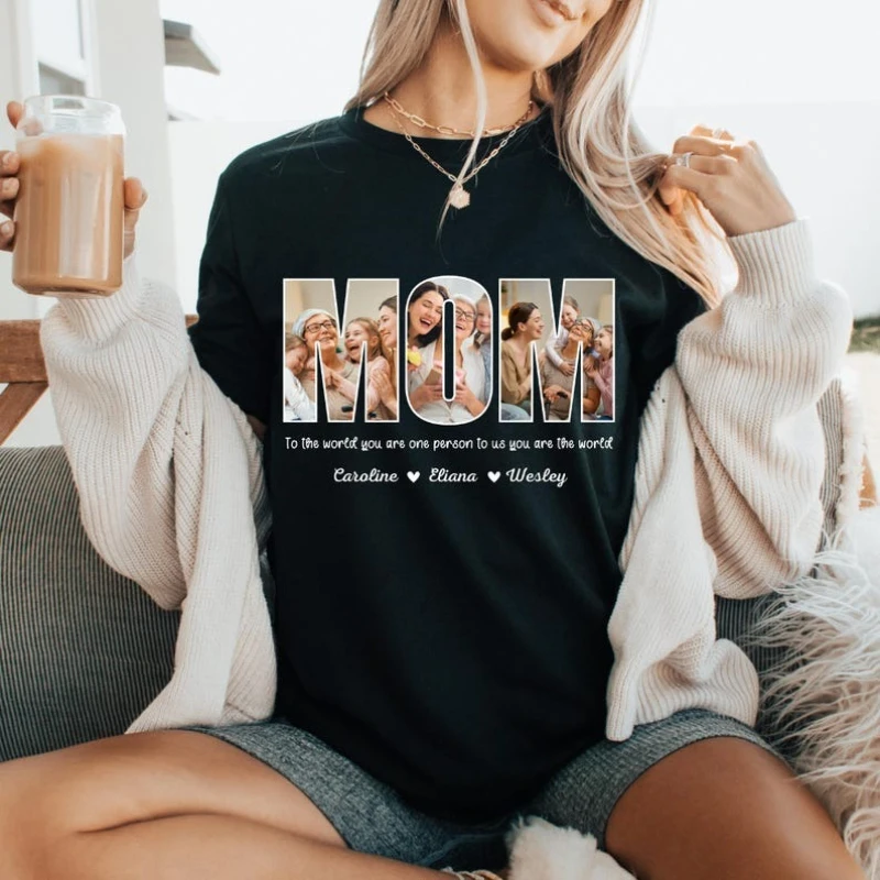 Photo Mom T-Shirt Personalized Gift with Names Christmas Mother Tee Custom Mama Customized Kids Name Printed T-shirt Tops
Photo Mom T-Shirt Personalized Gift with Names Christmas Mother Tee Custom Mama Customized Kids Name Printed T-shirt Tops