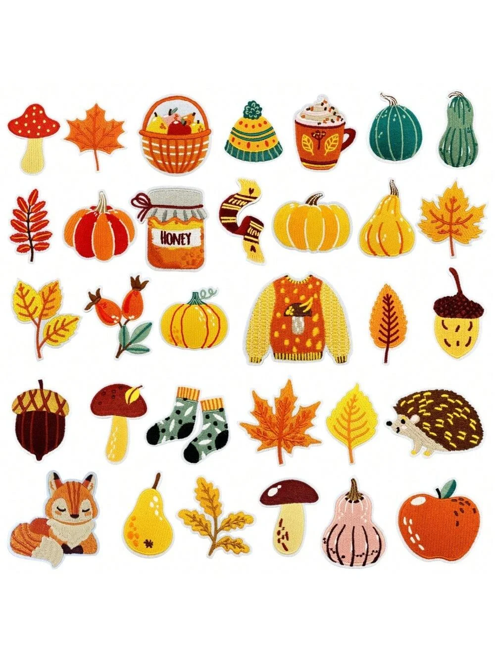 32PCS Autumn Harvest Series Iron on Patches, Sew on Embroidered Applique Repair Patch DIY Crafts Projects for Clothing Jacket Jeans Pants Dress Backpack Hat Decorations Gifts
32PCS Autumn Harvest Series Iron on Patches, Sew on Embroidered Applique Repair Patch DIY Crafts Projects for Clothing Jacket Jeans Pants Dress Backpack Hat Decorations Gifts
