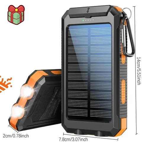 All-Day 10000mAh Solar Power Bank Charger Light Compass Outdoor Gear