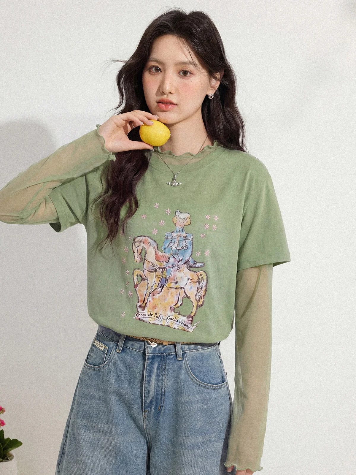 Loose Mesh T-Shirt Women's round Neck Short Sleeve Green Shoulder Padded Summer New Style Commute Wind Korean Version Standar...
Loose Mesh T-Shirt Women's round Neck Short Sleeve Green Shoulder Padded Summer New Style Commute Wind Korean Version Standar...