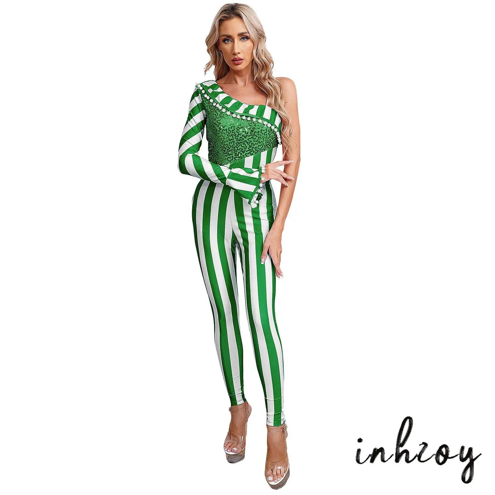 Womens Candy Cane Jumpsuit Christmas Sequins Striped Ballet Dance Bodysuit One Shoulder Xmas Carnival Holiday Party Costume
Womens Candy Cane Jumpsuit Christmas Sequins Striped Ballet Dance Bodysuit One Shoulder Xmas Carnival Holiday Party Costume