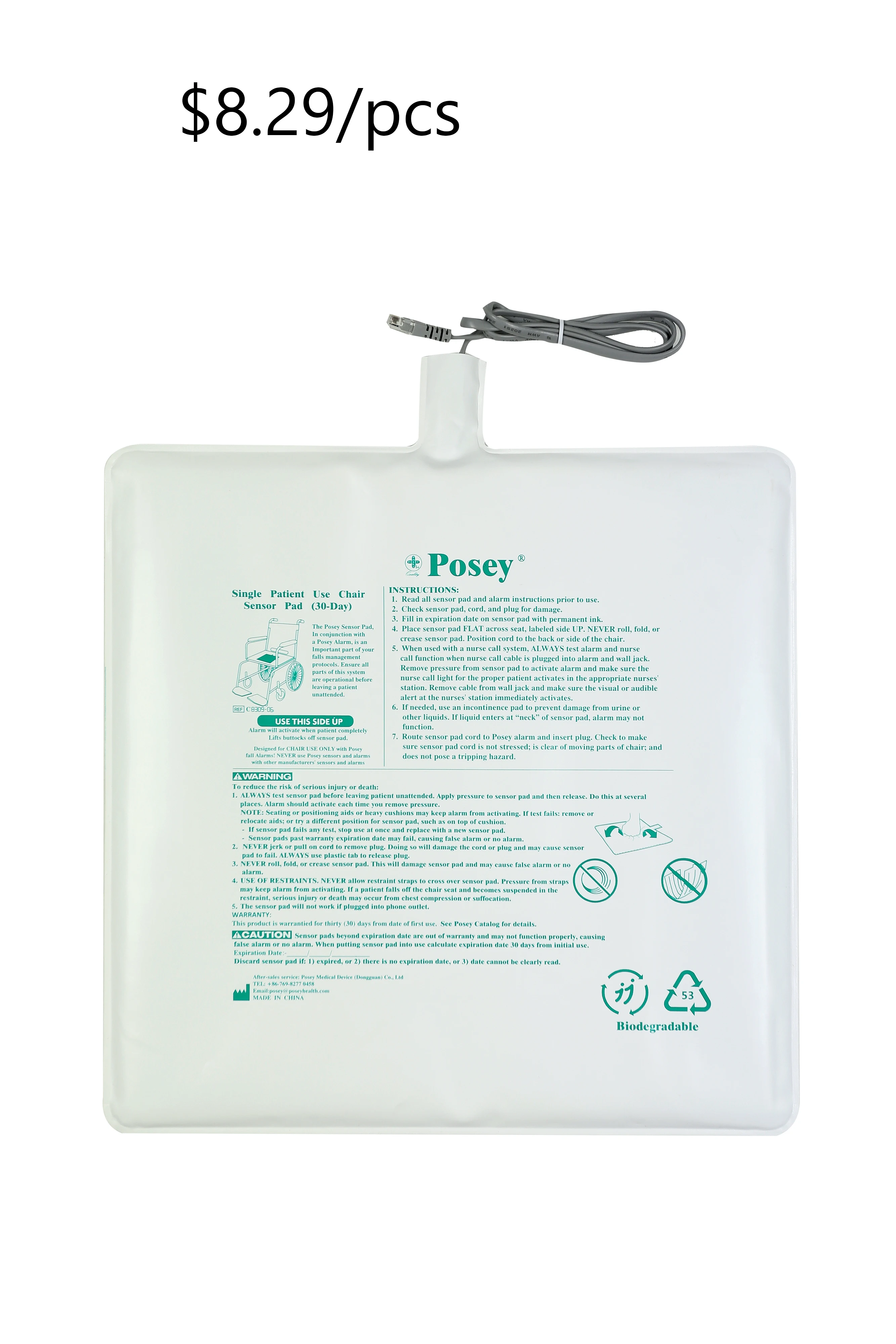 C8309-06 Posey Chair Alarm Pad Sensor, Comfortable and Mute, with Whole biodegradation materials
C8309-06 Posey Chair Alarm Pad Sensor, Comfortable and Mute, with Whole biodegradation materials