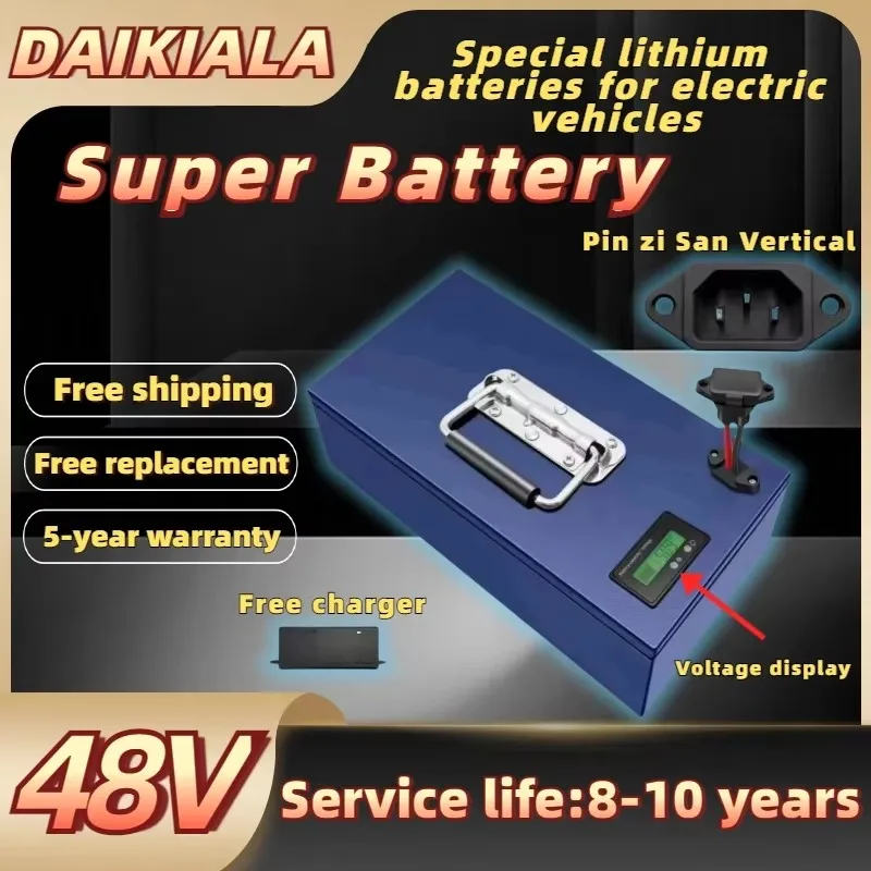 The Brand New 48V20Ah30AH100Ah 18650 Lithium Battery Pack Is Suitable for 250-2600W Devices, High-power Batteries, and Chargers
The Brand New 48V20Ah30AH100Ah 18650 Lithium Battery Pack Is Suitable for 250-2600W Devices, High-power Batteries, and Chargers
