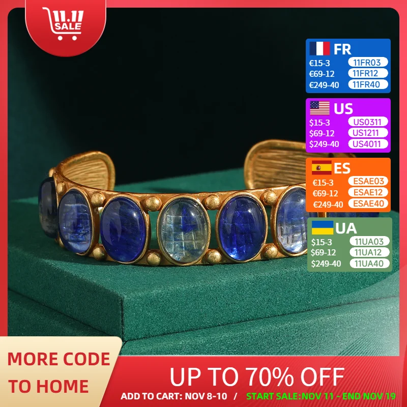 Blue Gradient Cat Eyes Open Cuff Bracelet Bangle Natural Stone Antique Gold Color Bohemian Jewelry Vintage Palace Style 2025
Blue Gradient Cat Eyes Open Cuff Bracelet Bangle Natural Stone Antique Gold Color Bohemian Jewelry Vintage Palace Style 2025
