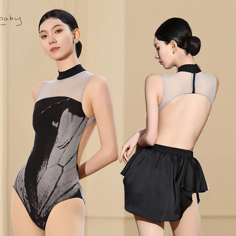 Ballet Stage Training Costume With Printed Mesh Stand Up Collar and Backless Adult Dance Training Artistic Gymnastics Costume
Ballet Stage Training Costume With Printed Mesh Stand Up Collar and Backless Adult Dance Training Artistic Gymnastics Costume