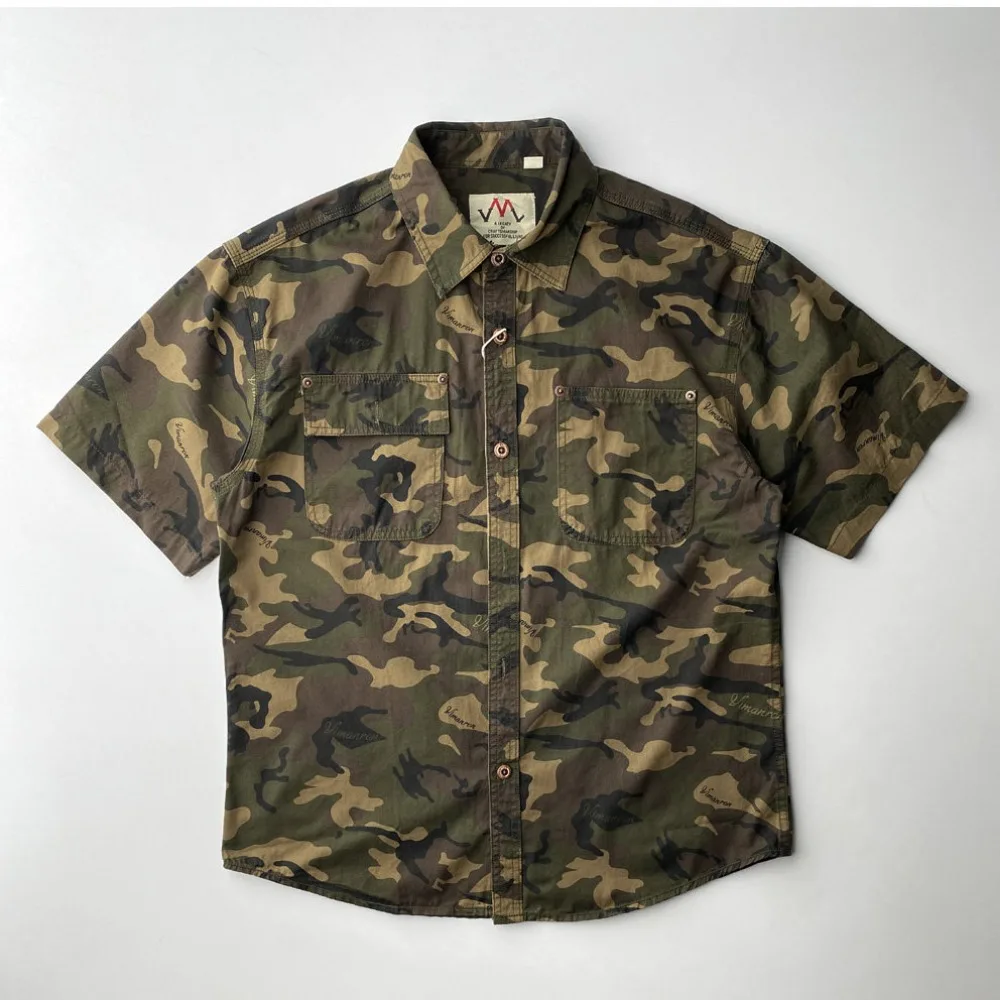 Men Camo Print Short Sleeve Shirts Double Chest Pocket Turn Down Collar Loose Retro Casual Streetwear Shirts
Men Camo Print Short Sleeve Shirts Double Chest Pocket Turn Down Collar Loose Retro Casual Streetwear Shirts