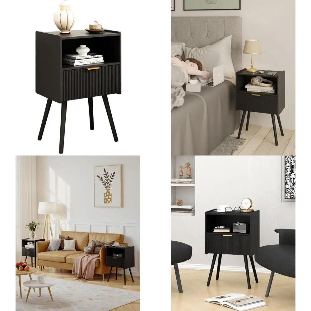 Современная черная прикроватная тумбочка с ящиком и полкой для спальни, гостиной и небольших помещений
Современная черная прикроватная тумбочка с ящиком и полкой для спальни, гостиной и небольших помещений