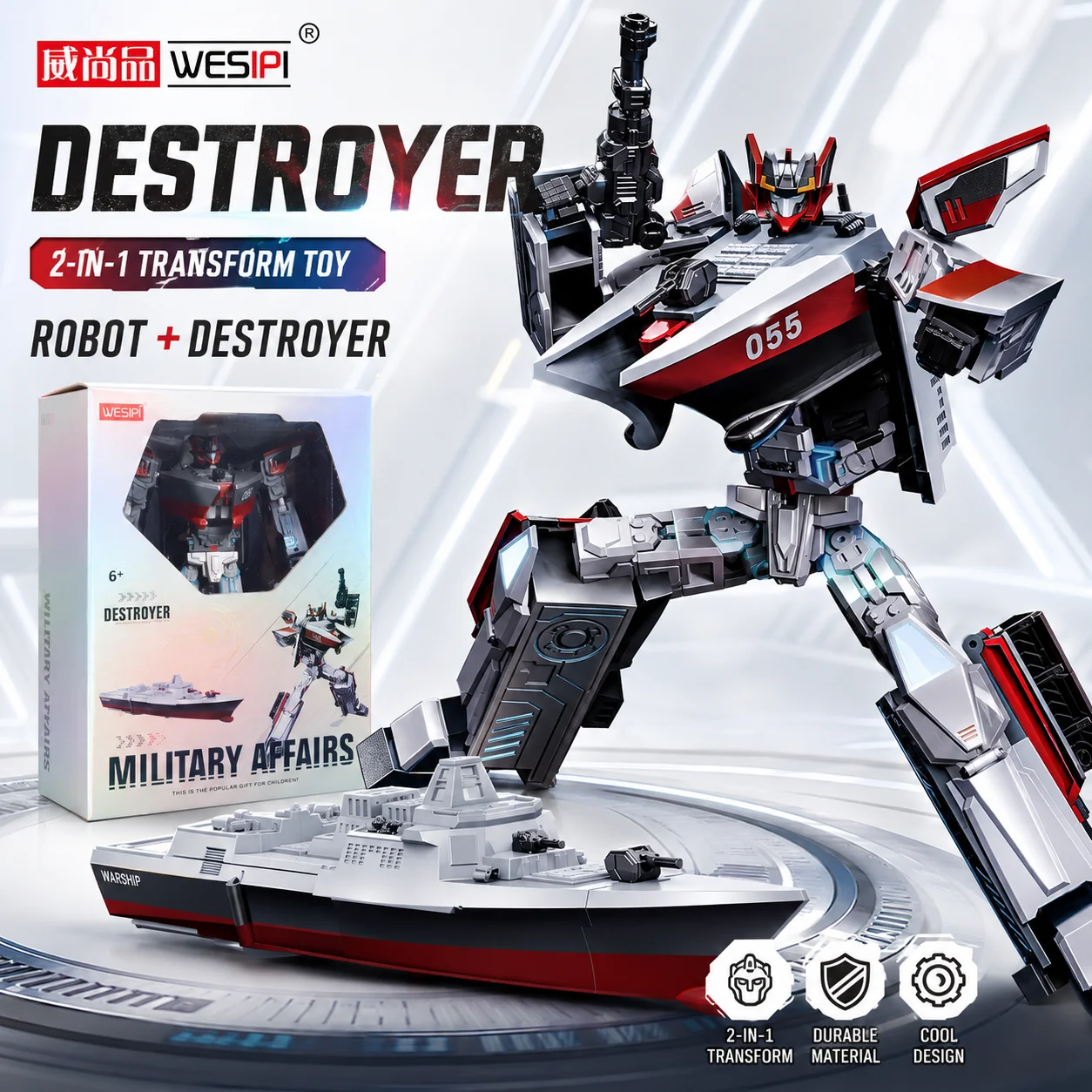 Destroyer Warship Transforming Robot Toy W991-4 ABS Alloy Military Mecha Model with Box Collector Display English Version
Destroyer Warship Transforming Robot Toy W991-4 ABS Alloy Military Mecha Model with Box Collector Display English Version