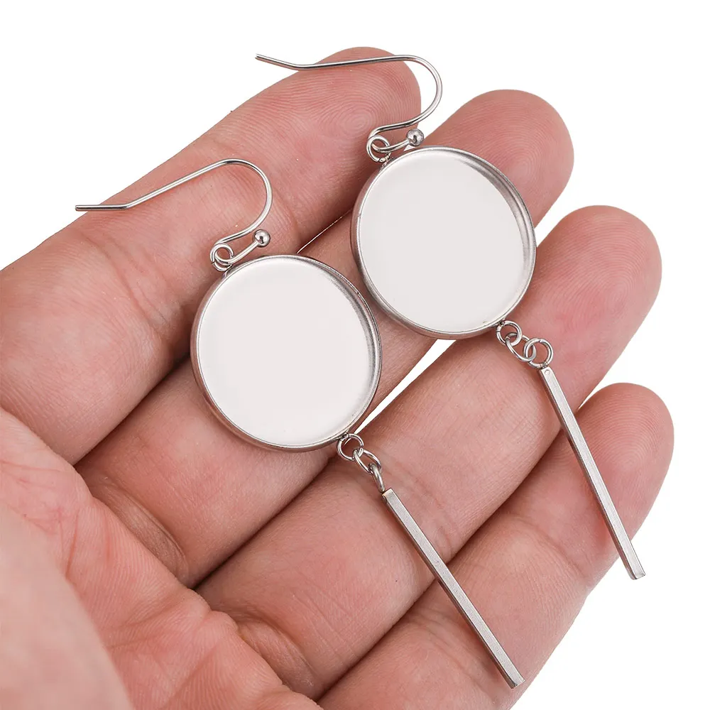 10pcs Lot Stainless Steel Fashion Round Blank Long cabochon earring base Setting DIY Jewelry Making Supplies Wholesale Items
10pcs Lot Stainless Steel Fashion Round Blank Long cabochon earring base Setting DIY Jewelry Making Supplies Wholesale Items
