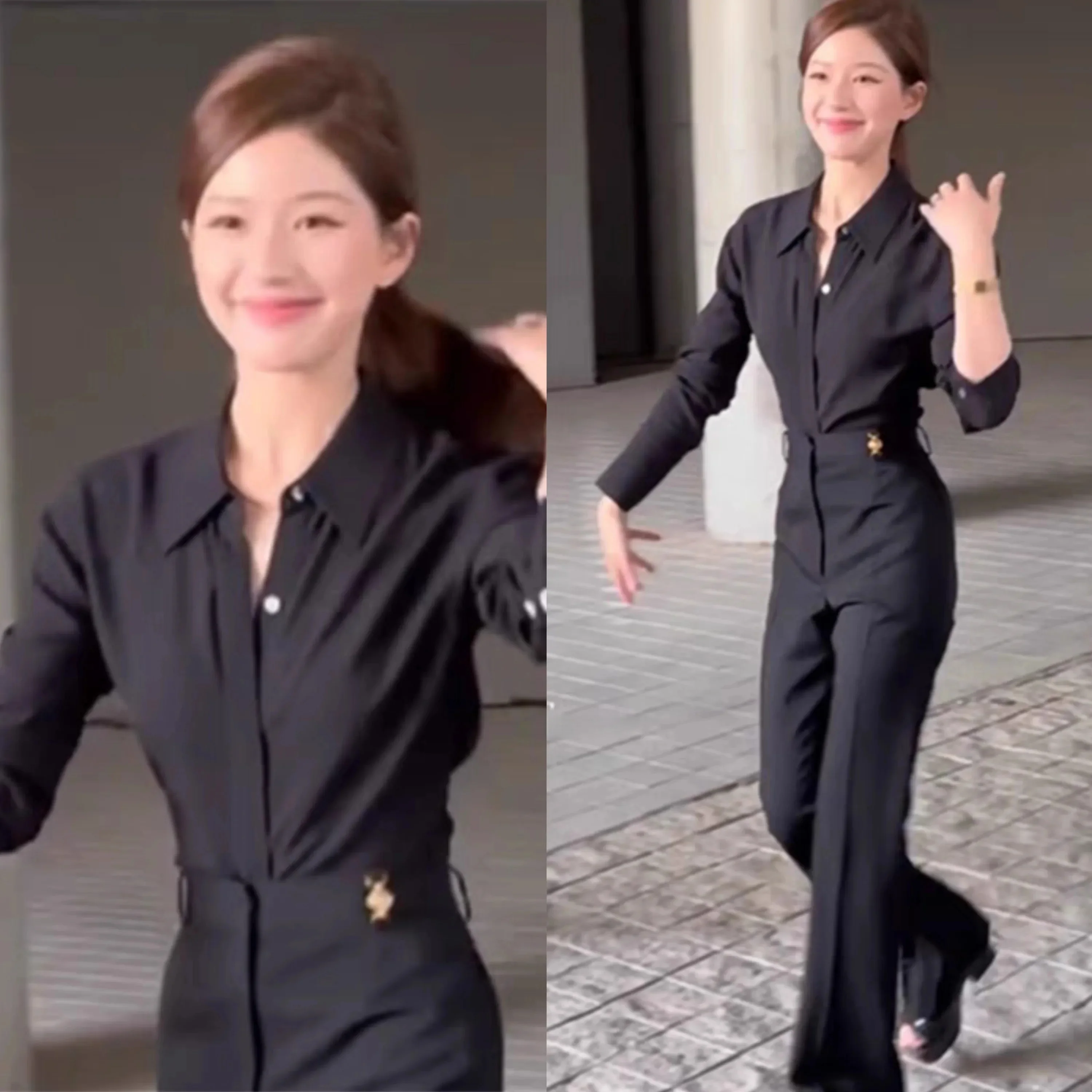 EXJR Black Bell Bottom Slim Fit Shirt for Women Commute Style Long Sleeve Neck Pure Color Fashionable Elegant Ladies' Shirt
EXJR Black Bell Bottom Slim Fit Shirt for Women Commute Style Long Sleeve Neck Pure Color Fashionable Elegant Ladies' Shirt