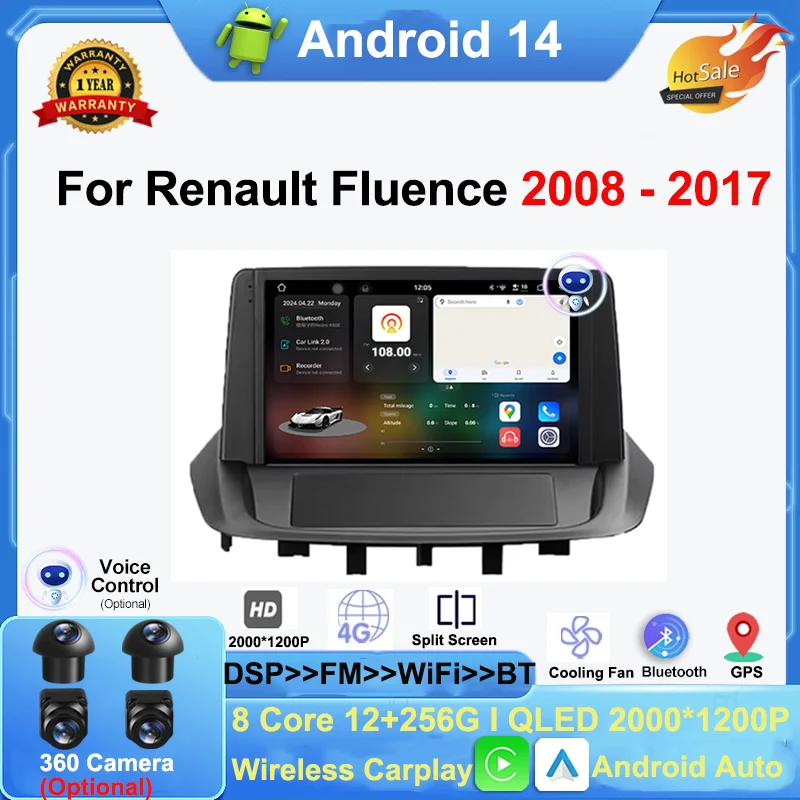 For Renault Fluence 1 2008 - 2017 Car Radio Carplay Player Android Auto Navigation Stereo Wireless GPS Bluetooth WIFI Multimedia
For Renault Fluence 1 2008 - 2017 Car Radio Carplay Player Android Auto Navigation Stereo Wireless GPS Bluetooth WIFI Multimedia