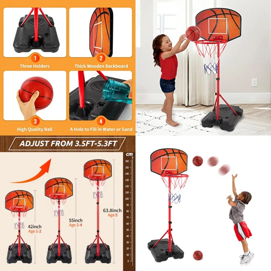 Basketball Hoop for 1 2 3 4 5 6 Year Old Stand Adjustable Height 3.5ft-5.3ft Toddler Boy Basketball Hoop Indoor Mini Basketball
Basketball Hoop for 1 2 3 4 5 6 Year Old Stand Adjustable Height 3.5ft-5.3ft Toddler Boy Basketball Hoop Indoor Mini Basketball