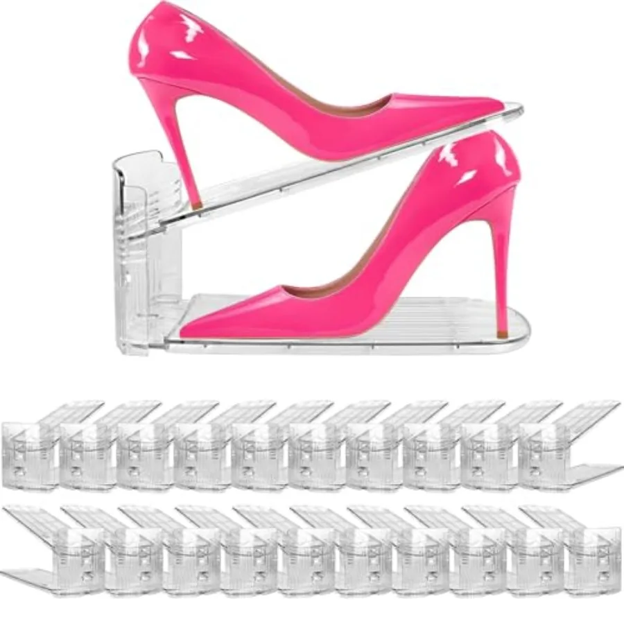 Clear Shoe Slots Organizer - Adjustable Height 3.7''to 7.7'' Shoe stackers for a pair of shoes, Shoe rack storage shoe space sa
Clear Shoe Slots Organizer - Adjustable Height 3.7''to 7.7'' Shoe stackers for a pair of shoes, Shoe rack storage shoe space sa